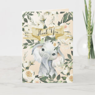 Barn som duschar av elefant i blommigten tack vare kort