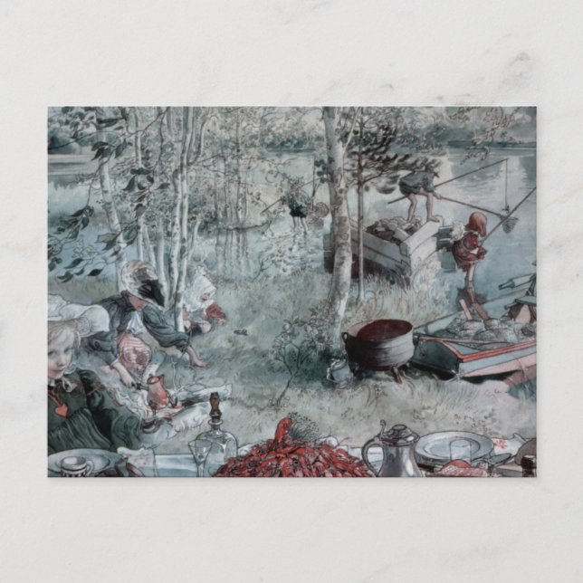 Barn som fångar Crawdads Vykort (Framsida)