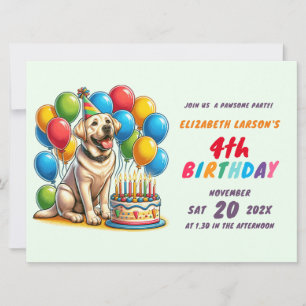 Barn som färger Labrador Tema Birthday Inbjudningar