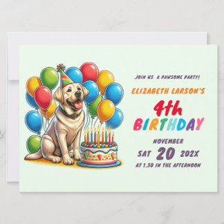 Barn som färger Labrador Tema Birthday Inbjudningar