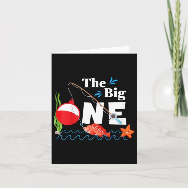 Barn som fiskar det stora ettåriga första födelsed kort (Framsida)