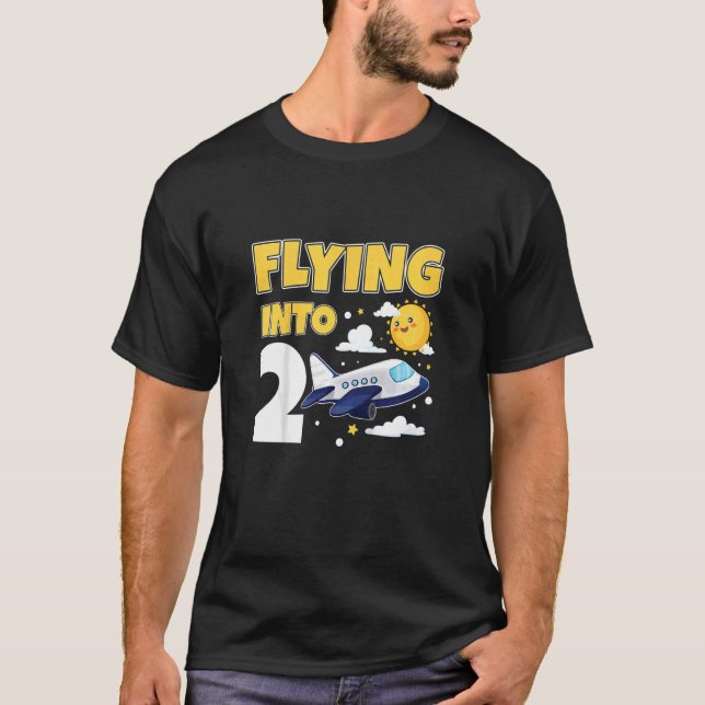 Barn som flyger till två flygplan Pilot 2 år gamma T Shirt (Framsida)