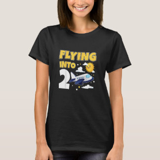 Barn som flyger till två flygplan Pilot 2 år gamma T Shirt