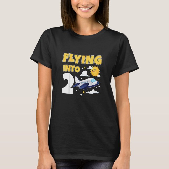 Barn som flyger till två flygplan Pilot 2 år gamma T Shirt (Framsida)