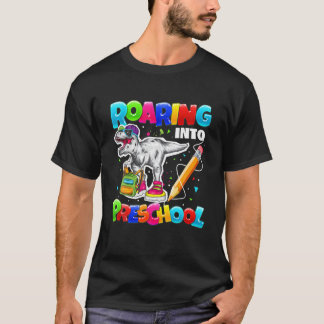Barn som går in i Preschool Dinosaur t rex tillbak Shirt