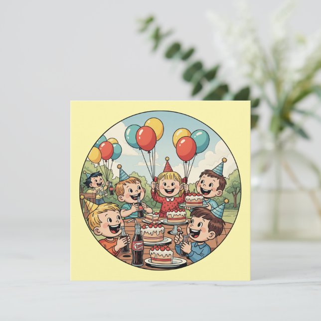 Barn som gillar deras kakor, sodas och ballonger spara datumet (Stående Fram)