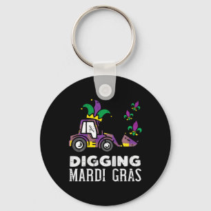 Barn som Gräver Mardi Gras Bulldozer Lastbil Cute  Nyckelring