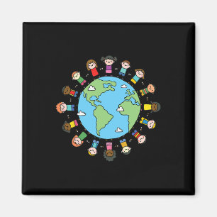 Barn som håller Händer Earth Day 2025 Lärarboys Magnet
