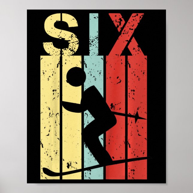 Barn som hoppar över 6 födelsedagspojkflicka Ski 6 Poster (Framsidan)