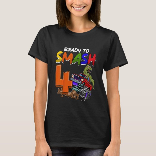 Barn som jag är Redo till Smash 4 Monster Lastbil  T Shirt (Framsida)