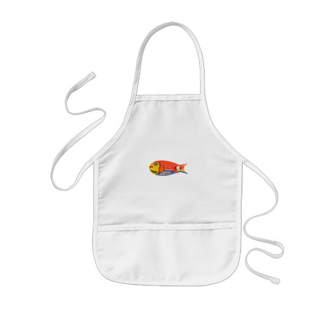 BARN SOM KOKAR APRON LITTLE FISH DESIGN BARNFÖRKLÄDE (Framsidan)