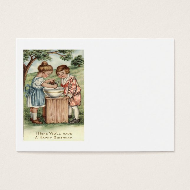 Barn som kokar bak utomhus visitkort (Framsidan)