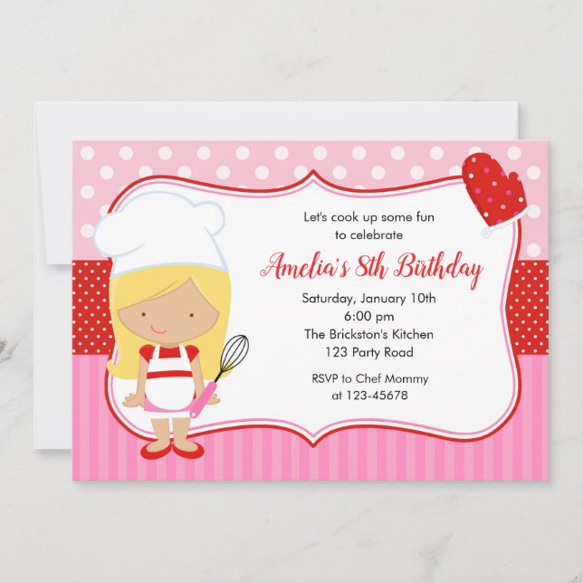 Barn som kokar födelsedagsinbjudan (Baking) Inbjudningar (Framsida)