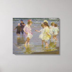 Barn som kör på stranden (av E.H. Potthast) Canvastryck