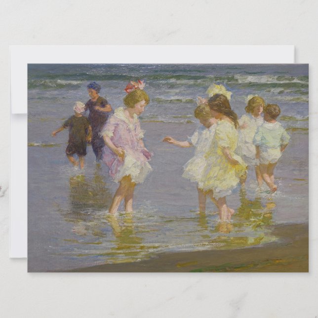 Barn som kör på stranden (av E.H. Potthast) Kort (Framsida)