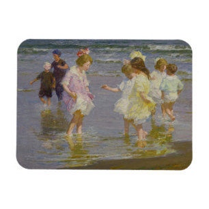 Barn som kör på stranden (av E.H. Potthast) Magnet