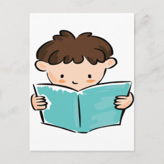 Barn som läser bok vykort