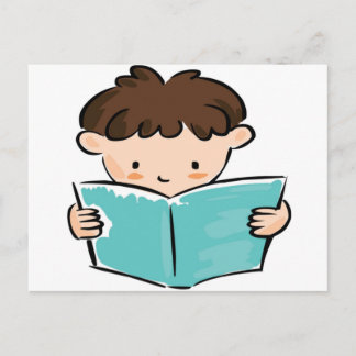Barn som läser bok vykort