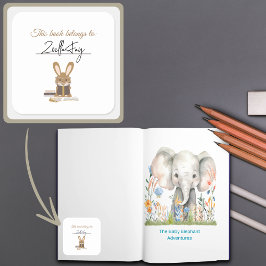 Barn som läser Bokar Djurtemabokningsplats Fyrkantigt Klistermärke