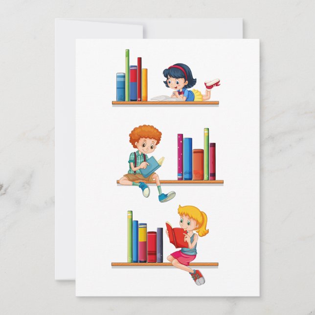 Barn som läser Bokar Inbjudningar (Framsida)