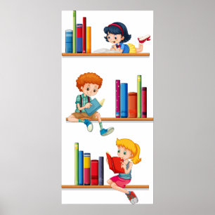 Barn som läser Bokar Poster
