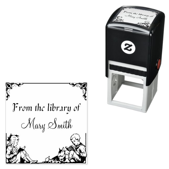 Barn som läser Personlig Bok Rubber Frimärke Självfärgande Stämpel (In Situ)