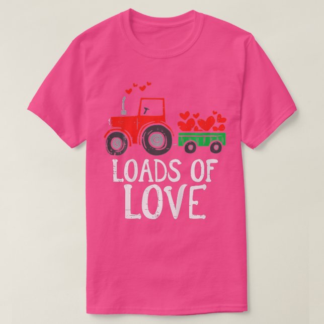 Barn som lastas med Kärlek Tractor Cute Valentines T Shirt (Design framsida)