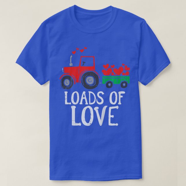 Barn som lastas med Kärlek Tractor Cute Valentines T Shirt (Design framsida)