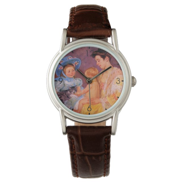 Barn som leker med en katt (av Mary Cassatt) Armbandsur (Framsida)
