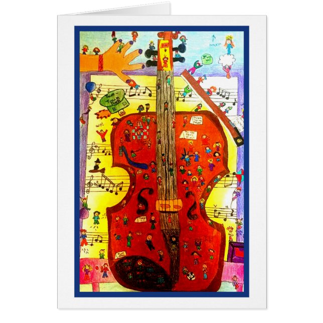 BARN SOM LEKER PÅ FIOLMUSIK HÄLSNINGSKORT (Framsidan)