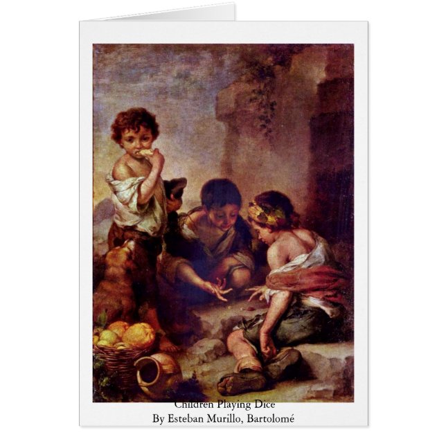 Barn som leker tärning hälsningskort (Framsidan)