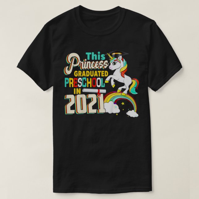 Barn som prinsessan utexaminerade Preschool 2021 U T Shirt (Design framsida)