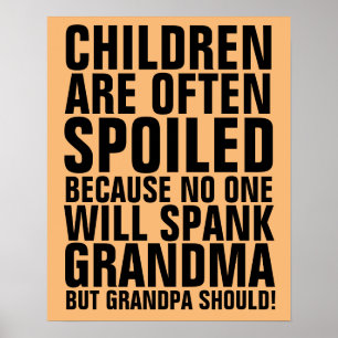BARN SOM SAKNAT INGEN KOMMER ATT SPANK GRANDMA SIG POSTER