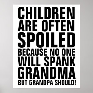 BARN SOM SAKNAT INGEN KOMMER ATT SPANK GRANDMA SIG POSTER