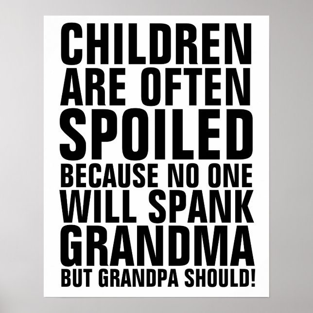 BARN SOM SAKNAT INGEN KOMMER ATT SPANK GRANDMA SIG POSTER (Framsidan)
