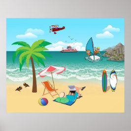 Barn som seglar, Mamma Sol Tanning - Roligt Beach  Poster