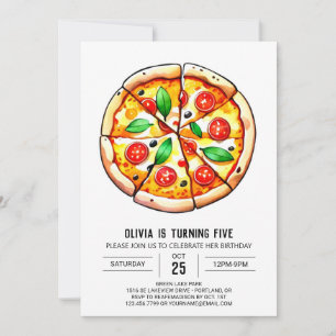 Barn som skrivs ut i Pizza Birthday Inbjudningar