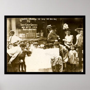 Barn som Slickar isblock i New York City 1912 Poster