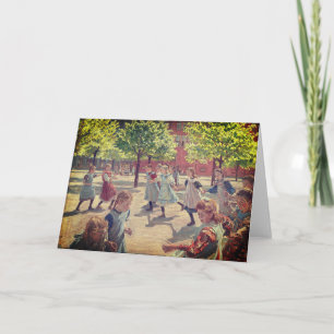 BARN SOM SPELAR BÄR ART NOTECARD KORT