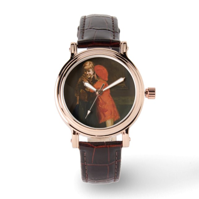 Barn som spelar i hörnet (Cute Kids) Armbandsur (Framsida)