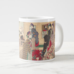 Barn som spelar i Snö under Plum Träd Jumbo Mugg