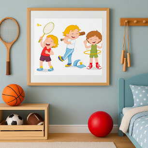 Barn som spelar idrott poster