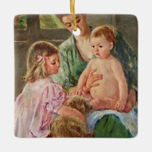 Barn som spelar med en Hund av Mary Cassatt Julgransprydnad Keramik