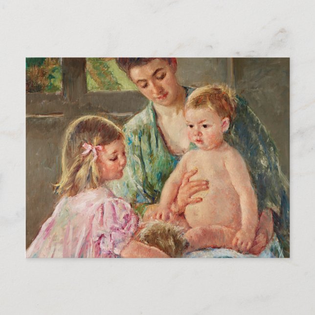 Barn som spelar med en Hund av Mary Cassatt Vykort (Framsida)