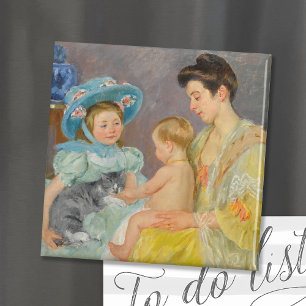 Barn som spelar med en katt Mary Cassatt Magnet