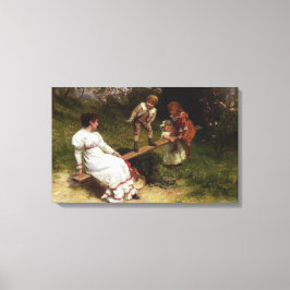 Barn som spelar på en Seesaw (av Frederick Morgan) Canvastryck