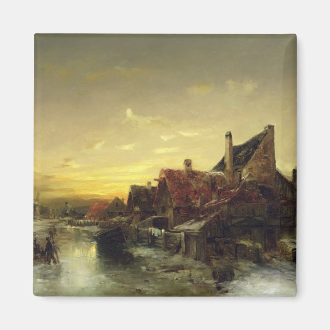 Barn som spelar på isen magnet (Framsidan)