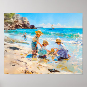 Barn som spelar på persikor - Impressionistiska ko Poster