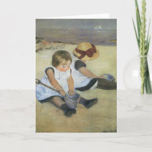 Barn som spelar på stranden av Mary Cassatt Kort