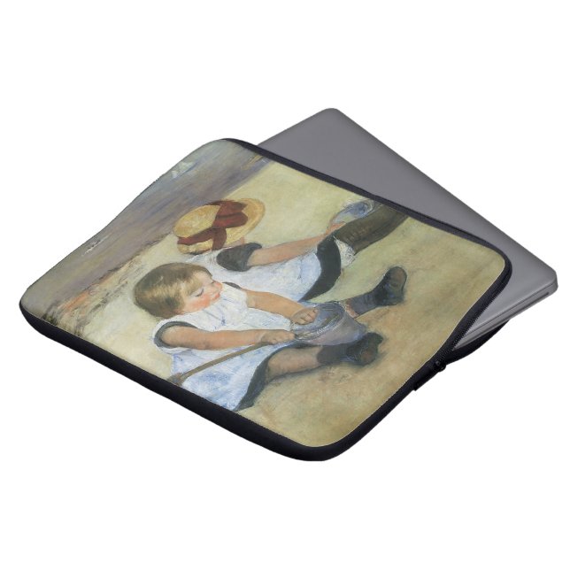 Barn som spelar på stranden av Mary Cassatt Laptop Sleeve (Framsida topp)